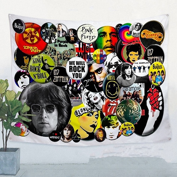 Rock Band Icon Banner Cloth Art Retro Tapestry - Picture 1 of 1